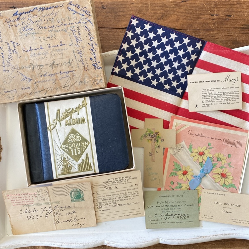 Vintage 1942 Brooklyn PS 115 Autograph Book and Ephemera New York Nostalgia